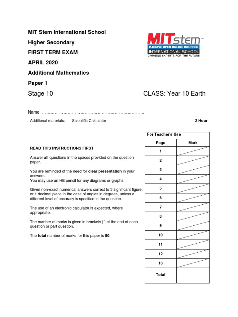 Add Maths Revision 3 | PDF