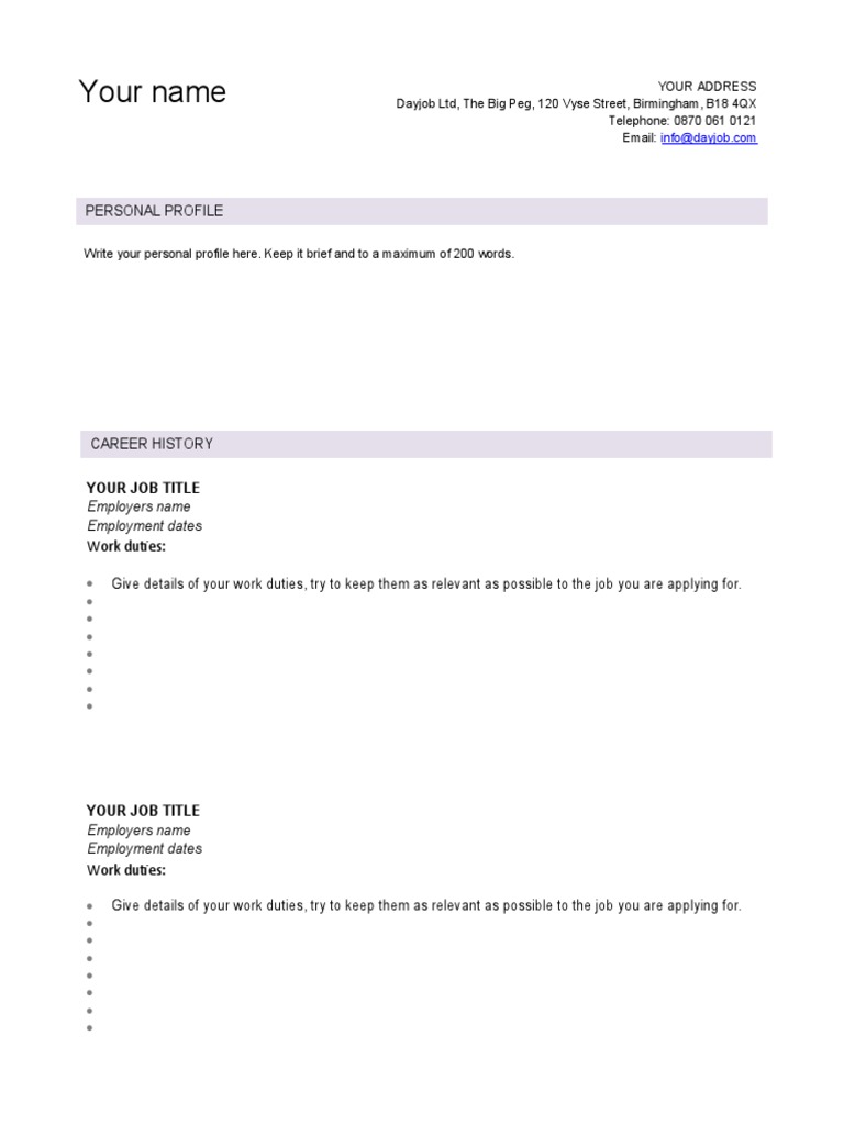 Your Name: Personal Profile | PDF