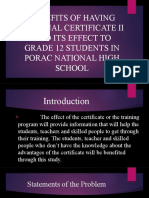 Benefits of Having National Certificate Ii and Its Effect To Grade 12 Students in Porac National High School
