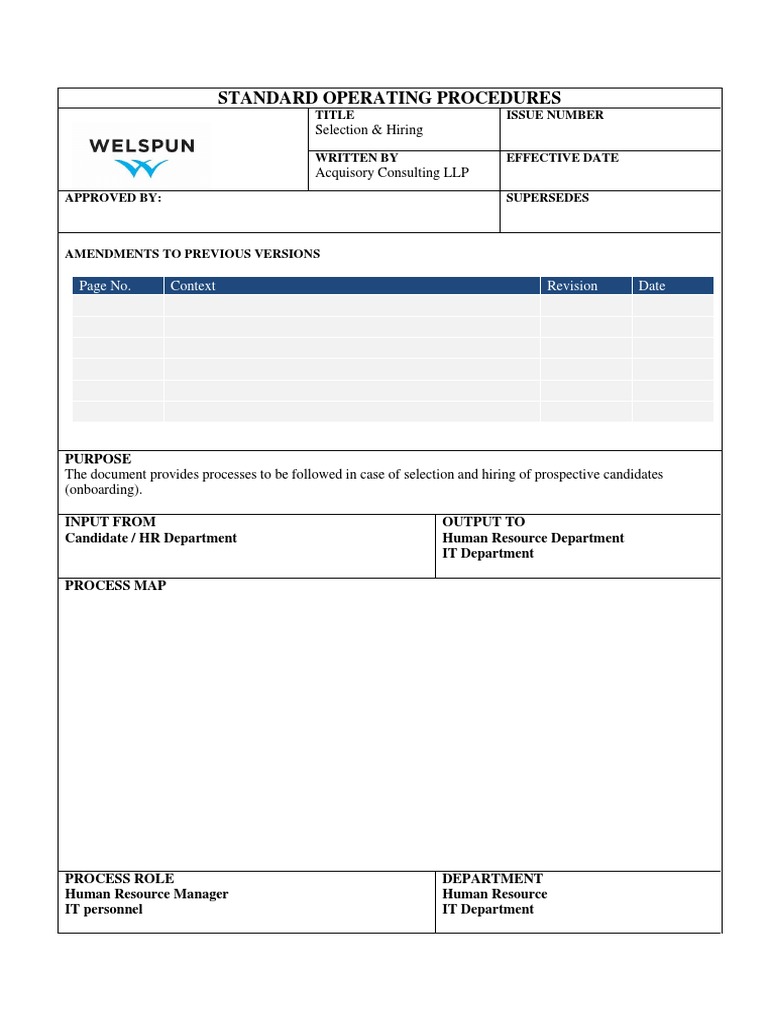 Sop Hiring & Selection | PDF | Recruitment | Human Resources