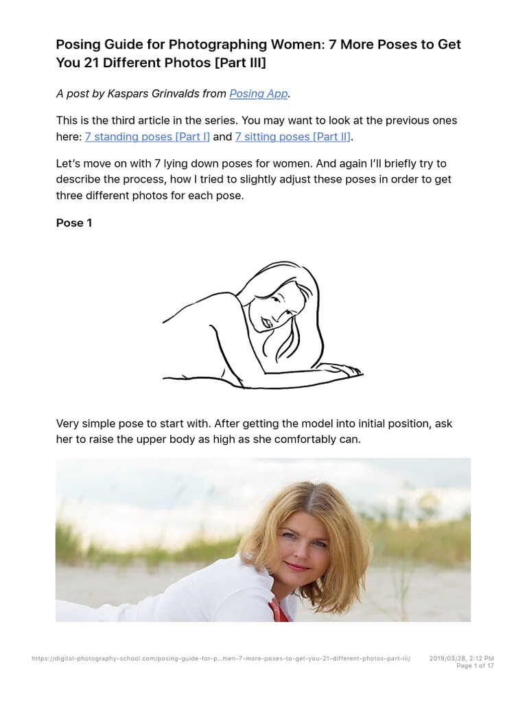 Posing Women: 7 Lying Down Poses | PDF | Career & Growth