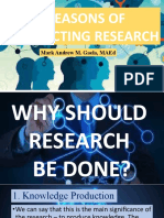 Reason Why We Conduct Research