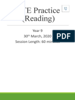PTE Practice (Reading) : Year 9 30 March, 2020 Session Length: 60 Minutes