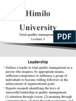 Himilo University: Total Quality Management
