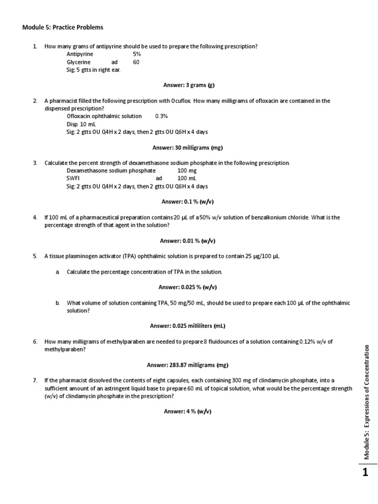 Module 5 Pdf Mass Concentration Chemistry Mass Fraction Chemistry