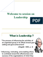 Welcome To Session On Leadership