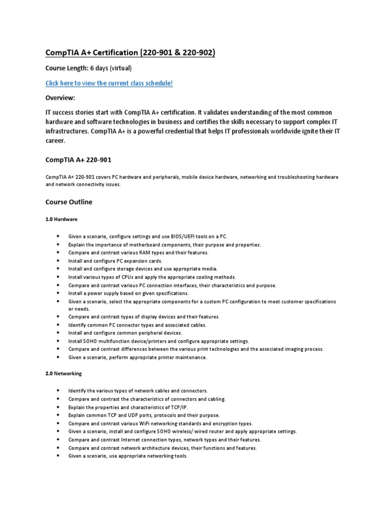 Comptia A+ Certification (220-901 & 220-902) | PDF | Operating System ...