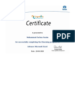 Certificate - Mohammad Farhan Nasim Excel PDF