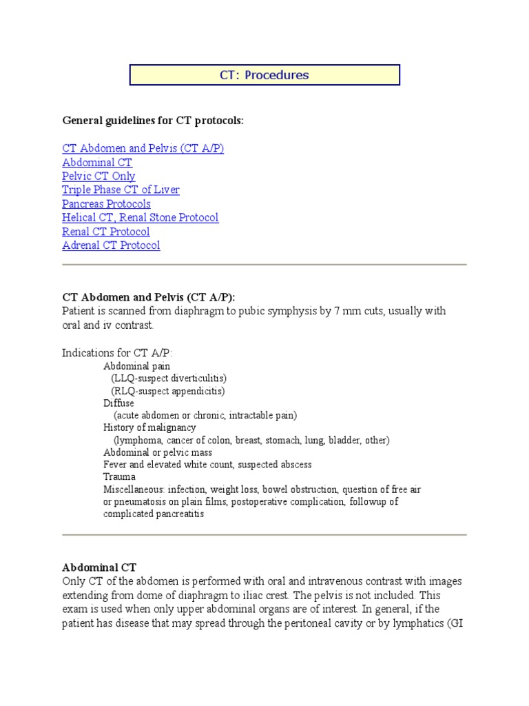 General Guidelines For CT Protocols | PDF | Abdomen | Pancreatic Cancer