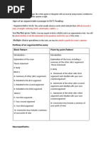 Signs of An Argumentative Passage in IELTS Reading: Argumentative Texts: Yes/No/Not Given Tasks: Multiple Choice Questions