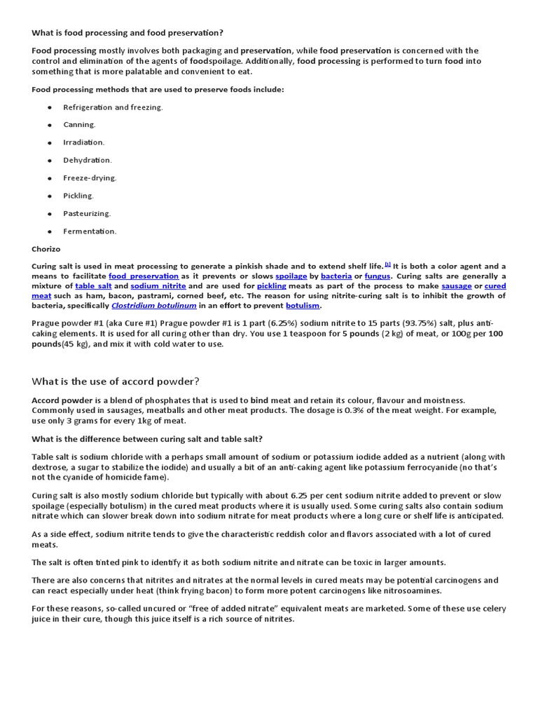 What Is The Use of Accord Powder? PDF Curing (Food Preservation