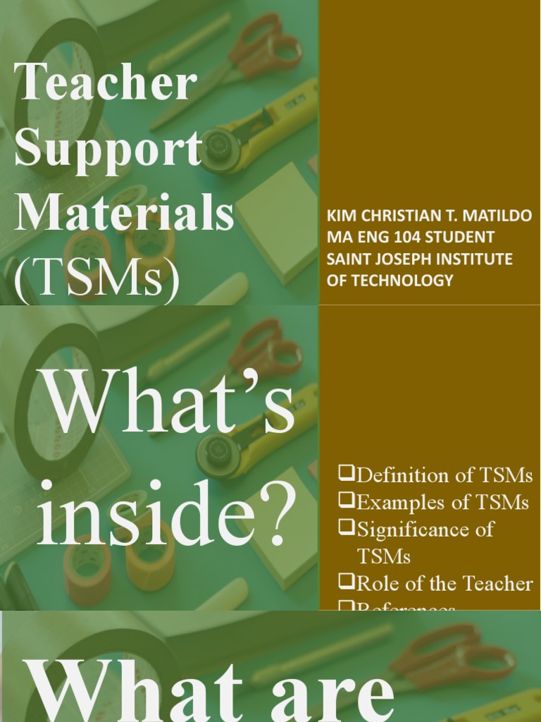 Teacher Support Materials: (TSMS) | PDF