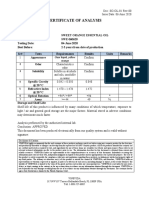 Certificate of Analysis for Sweet Orange Essential Oil