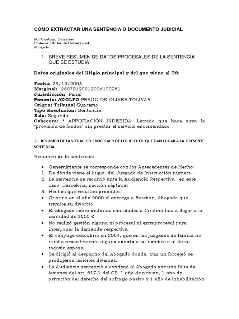 Como Extractar Una Sentencia o Documento Judicial PDF Sentencia
