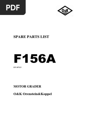 F156a Parts Catalog SN 107113 | PDF | Screw | Piston
