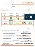 Grammar Chants at Nine Oclock On Monday Worksheet PDF