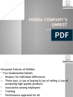Honda Company'S Unrest: A Case Study Analysis