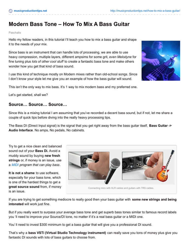 Musicproductiontips Bass Tone PDF Equalization (Audio) Double Bass