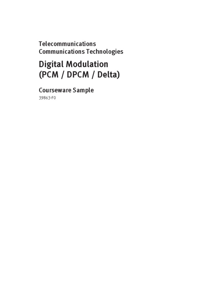 Digital Modulation (PCM / DPCM / Delta) : Telecommunications ...