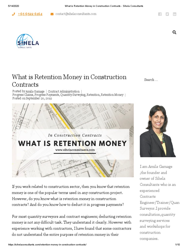 What Is Retention Money in Construction Contracts Sihela Consultants