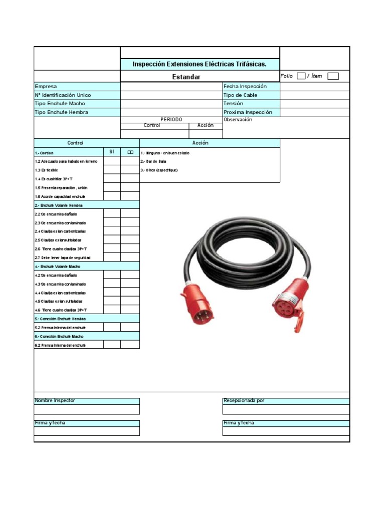 Check List Extension Electrica Trifasica PDF