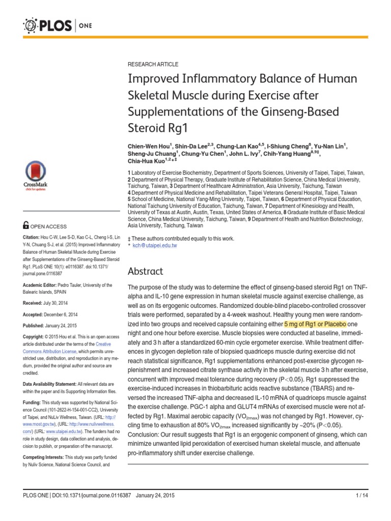 Improved Inflammatory Balance of Human Skeletal Muscle During Exercise ...