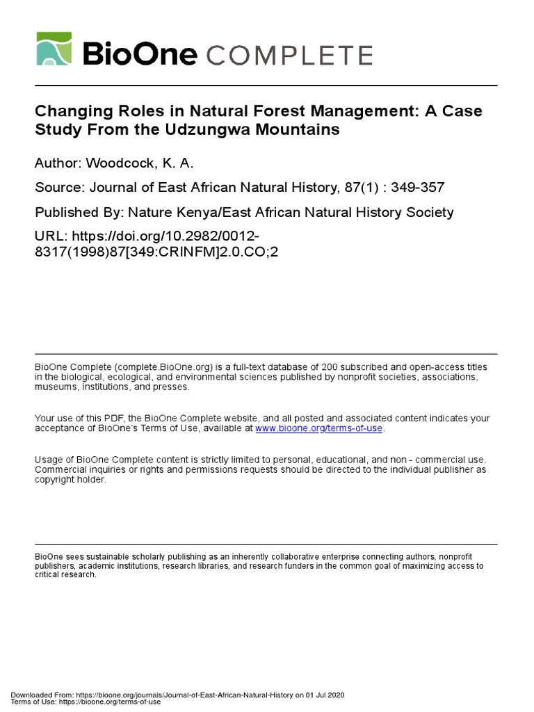 Changing Roles in Natural Forest Management: A Case Study From The ...