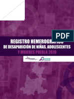 Registro Hemerográfico de Desaparición de Niñas, Adolescentes y Mujeres Puebla 2019