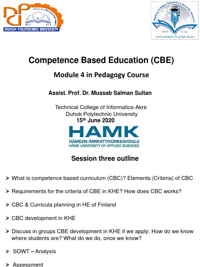 Competence Based Education (CBE) : Module 4 in Pedagogy Course | PDF ...