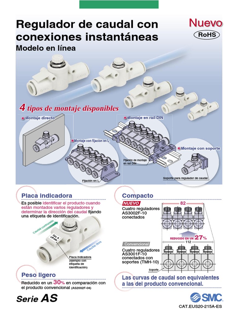 Reguladores De Caudal Serie AS PDF Tornillo Rieles