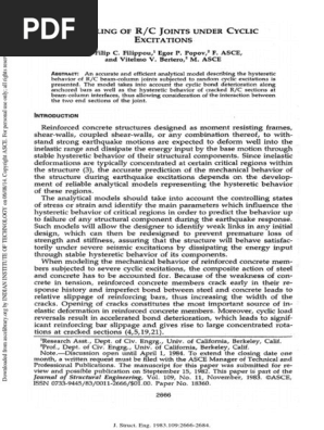 By Filip C. Filippou, Egor P. Popov, F. Asce, and Vitelmo V