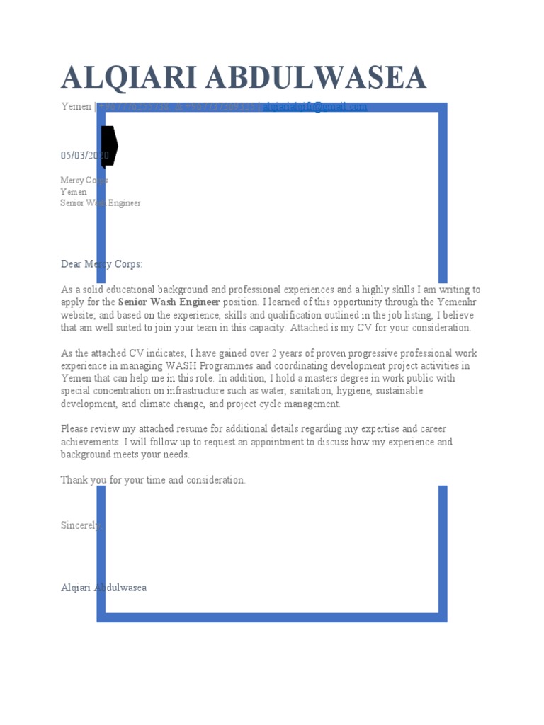 Cover Letter WASH OFFICER PDF