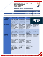 Centro Universitario de Valladolid: Rúbrica para Evaluar Un Cuadro Sinoptico