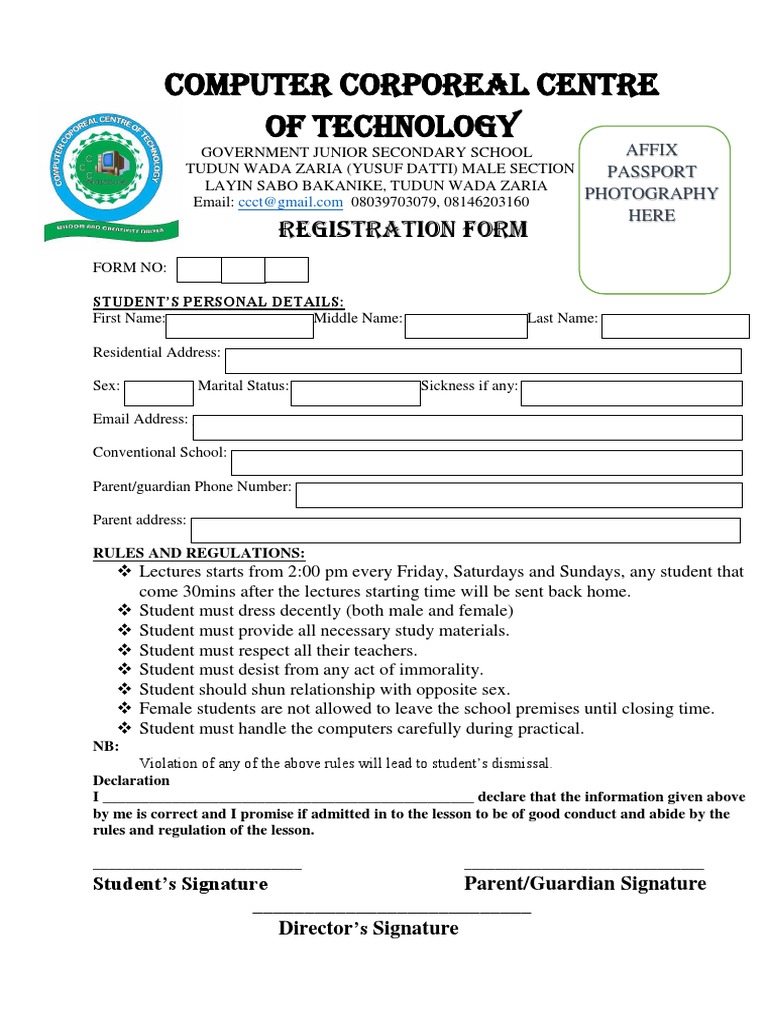 Computer Training Registration Form | PDF | Government
