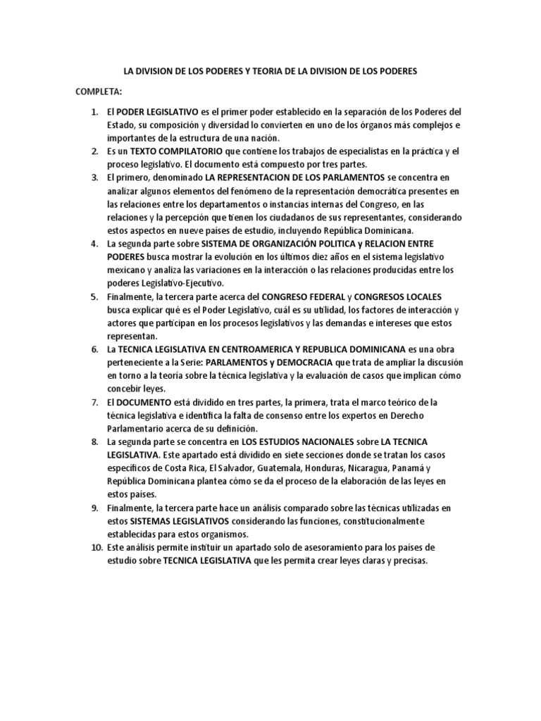 La Division de Los Poderes y Teoria de La Division de Los Poderes | PDF ...