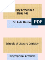 Literary Criticism 2 ENGL 461 Dr. Aida Haroon