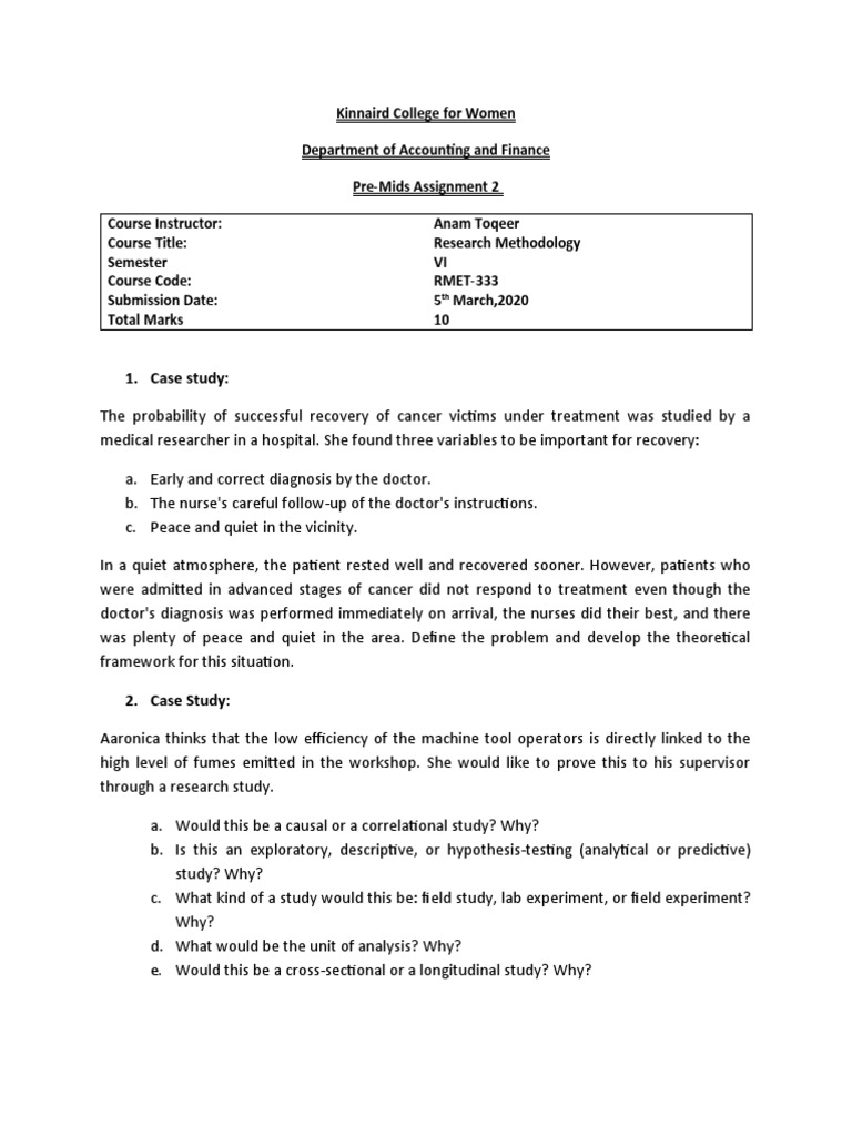 Research Methodology Assignment Overview | PDF | Science & Mathematics ...