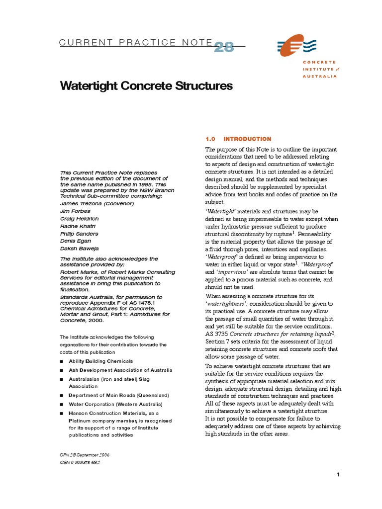 Watertight Concrete Structures PDF | PDF | Concrete | Fracture