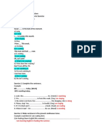 Present Continuous Exercises Test 1 - Positive Statements Exercise