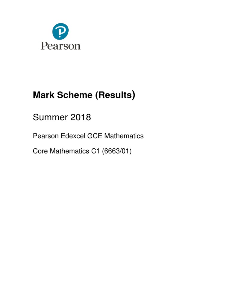 Mark Scheme (Results: Summer 2018 | PDF | Mathematical Objects ...