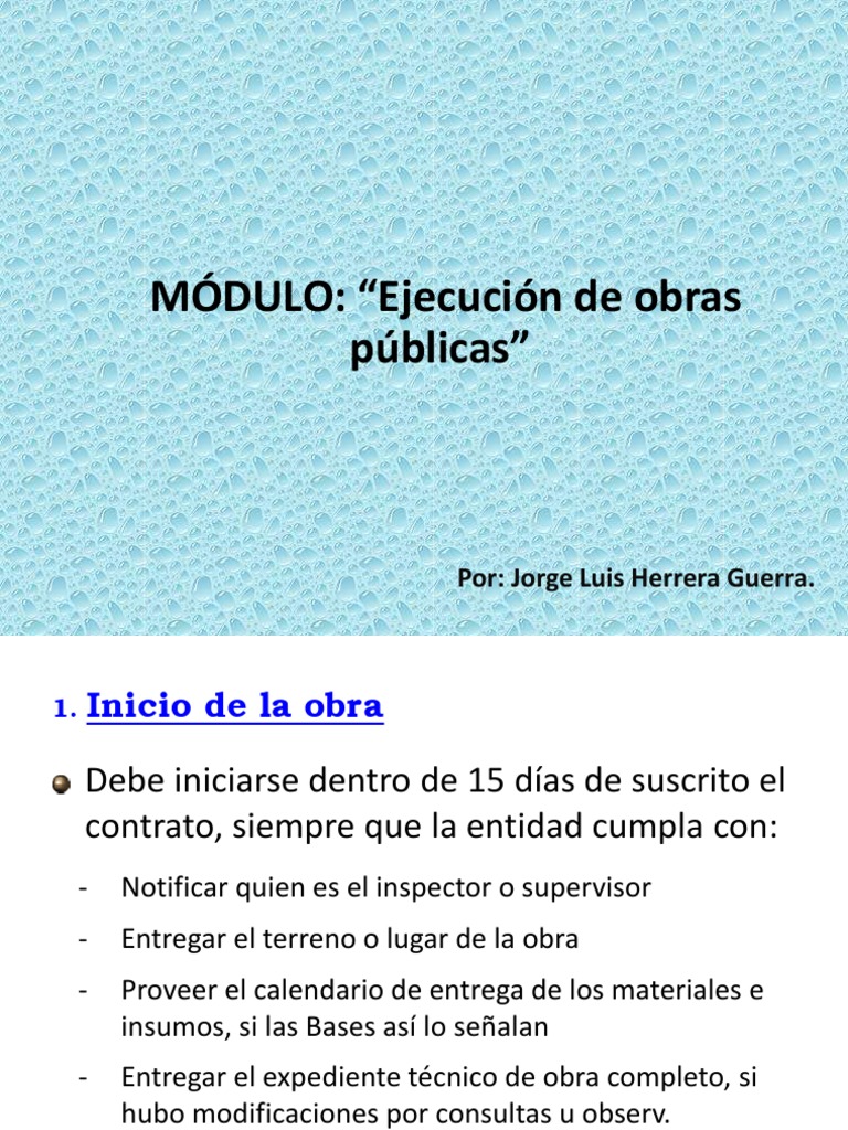 Ejecución de Obras Públicas: Proceso y Obligaciones | PDF | Contratista ...