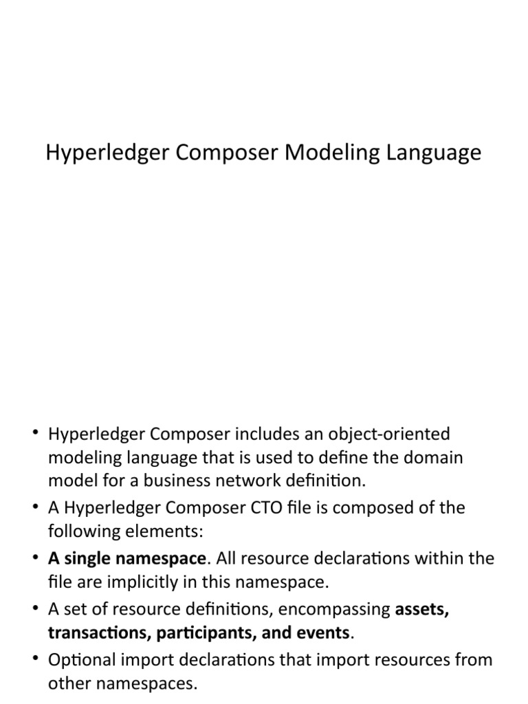 Hyperledger Composer Modeling Language | PDF | Namespace | Class ...