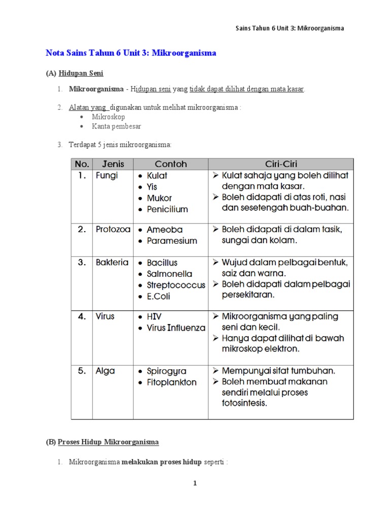Nota Sains Tahun 6 Unit 3  PDF