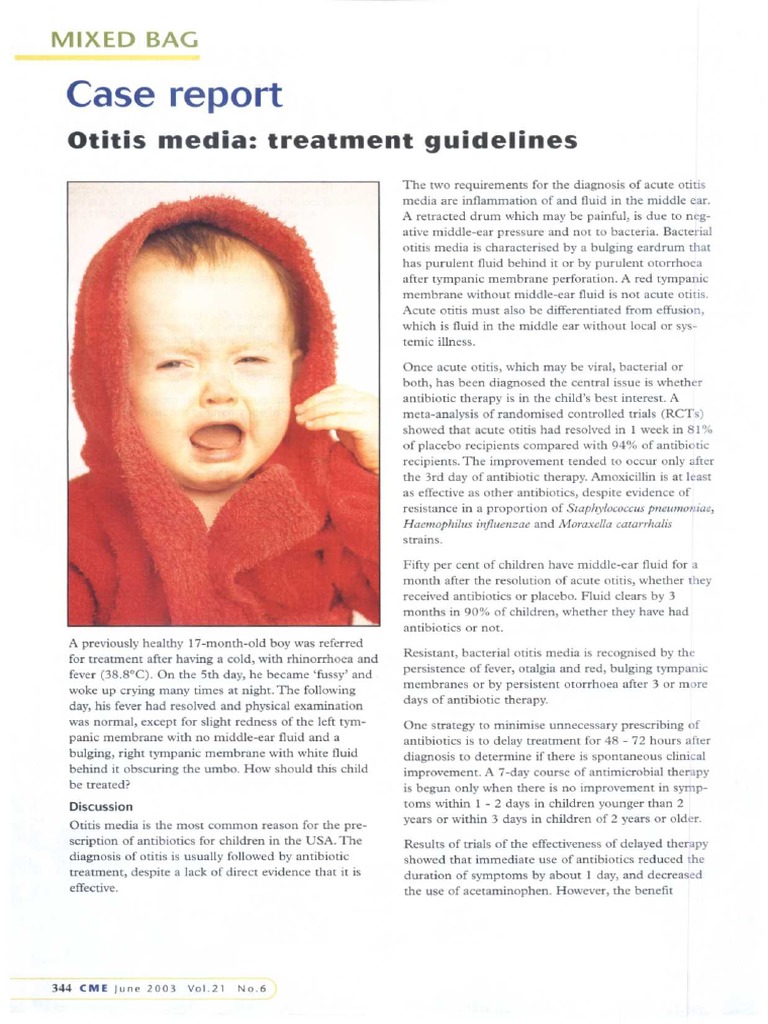 Case Report Otitis Media Treatment Guidelines PDF Epidemiology Rtt