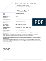 PT - Yuhana Four Dalle: Certificate