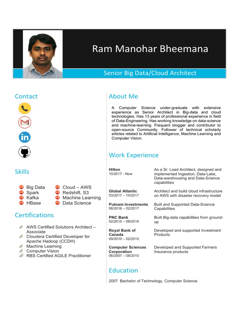 Senior Big Data/Cloud Architect Profile | PDF | Apache Hadoop | Apache ...