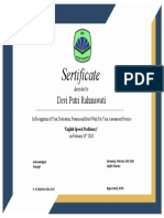 Speech Proficiency Certificate Awarded