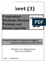 Sheet (3) : Corporations: Dividends, Retained Earnings, and Income Reporting