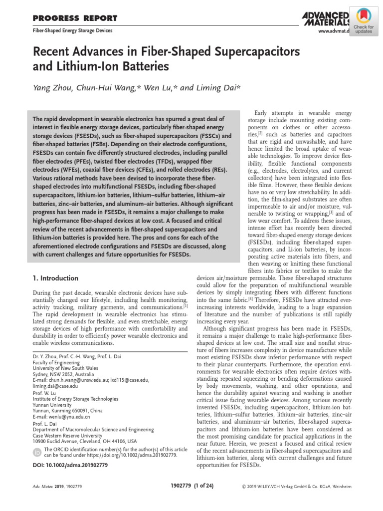 Recent Advances in Fiber-Shaped Supercapacitors and Lithium-Ion ...