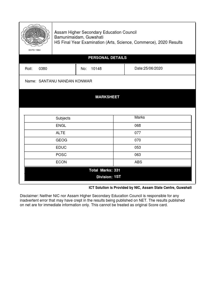 MarkSheet PDF | PDF